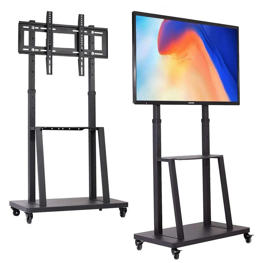 TV Ständer mit Rollen Höhenverstellbar – Universal TV Wagen mit AV-Ablage für 32–80 Zoll Fernseher, VESA 600x400 mm, bis 65 kg