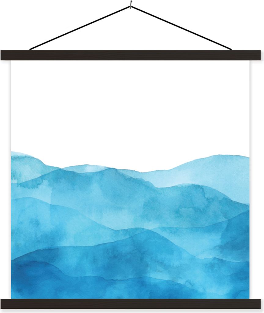 MuchoWow Textilposter Meer - Wellen - Aquarell 90x90 cm mit schwarzem Rahmen - Magnetisches