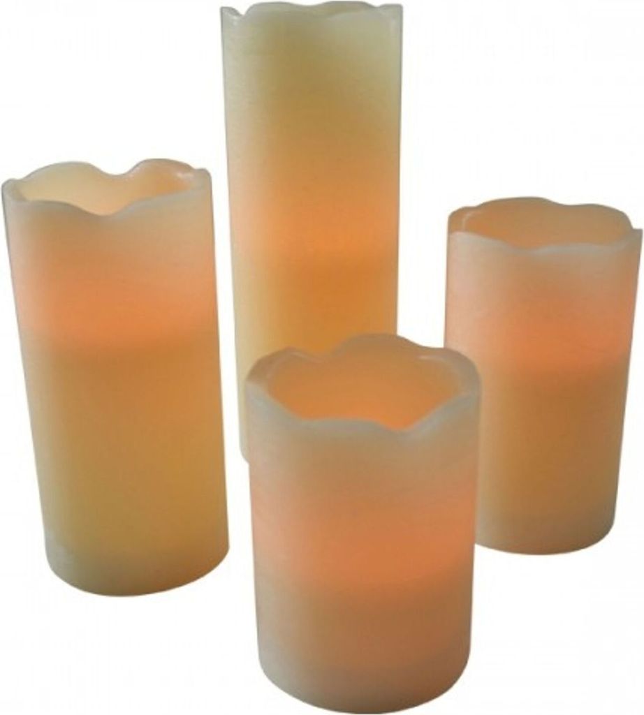 LED Wachskerzen 4er-Set mit Flackerlicht Wachskerze Kerzenset Stumpenkerze Kerze