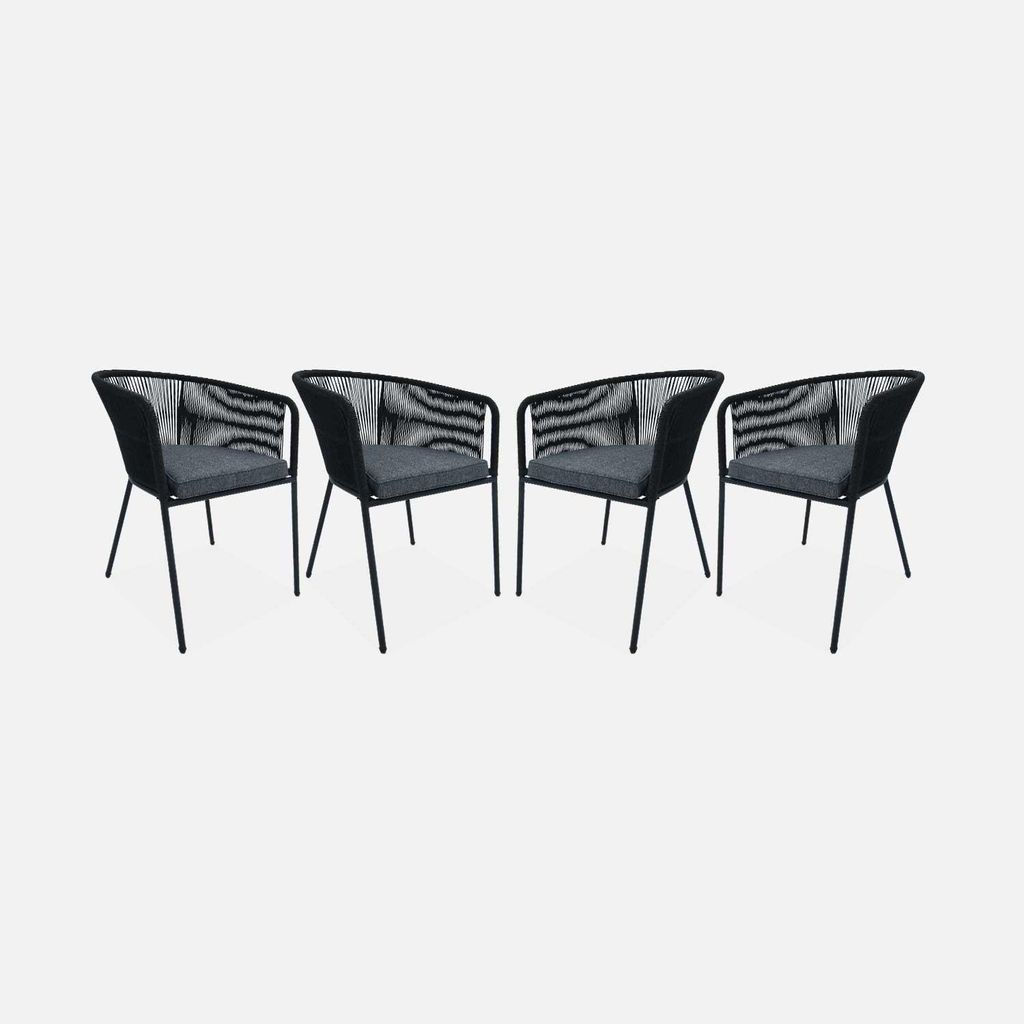 sweeek - 4er Set Gartensessel verzinkter Stahl mit Produktbild 