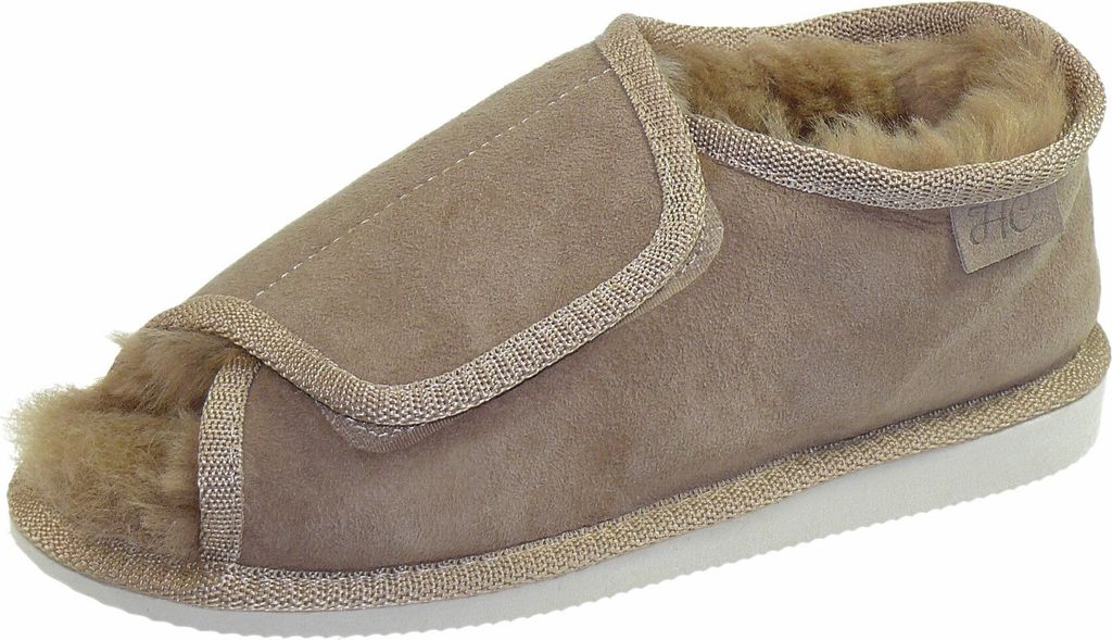 Extra dicke Lammfell Schuhe mit Klettverschluss offen
