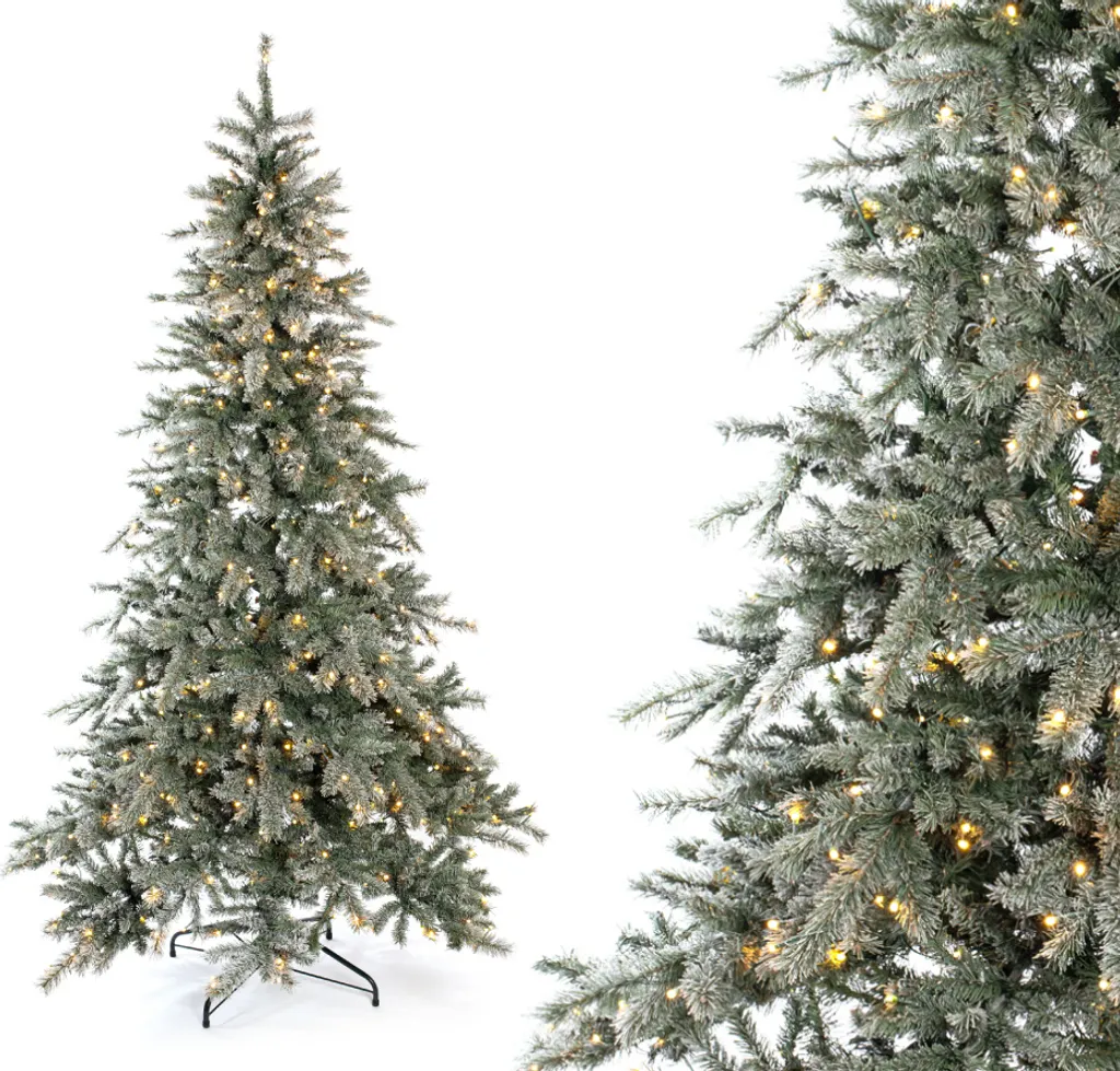 Sapin de Noël 210 cm sans Perte d'Aiguilles avec Lumières LED Intégrées