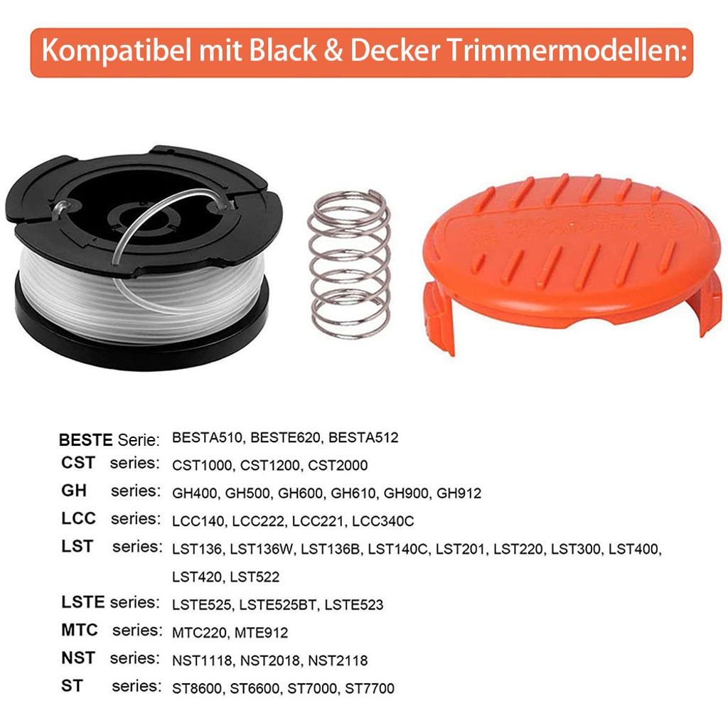 Ersatzspule Für Black And Decker AF-100 - 9 M Schnur, 0,2 Cm, 4 Stück