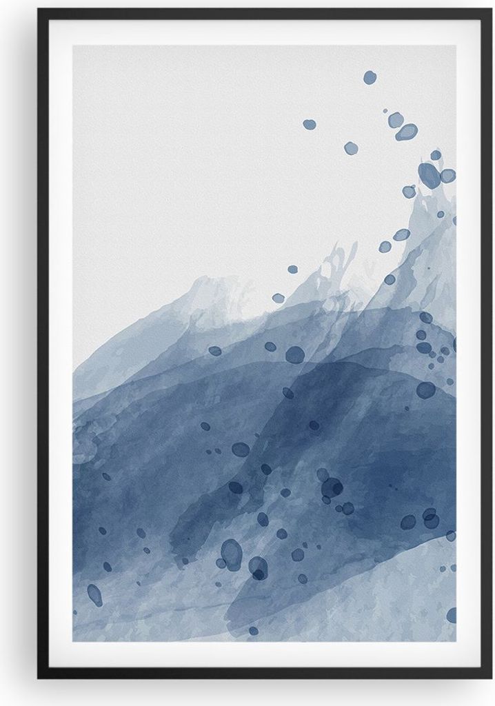Gerahmtes Poster - Schwarzer Rahmen - Blau Weiß Hintergrund - 61x91,5 cm - Wand Bild - Wanddeko - Wandbilder - Kunstposter - Wandposter - Bilderra...