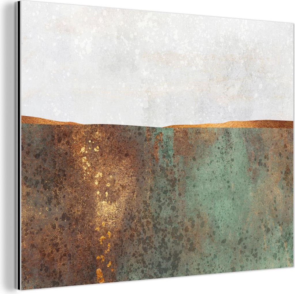 MuchoWow Wanddekoration Metall Metallbild Wandkunst 80x60 cm Abstrakt - Luxus - Gold MuchoWow Aluminium Gemälde - Alubild