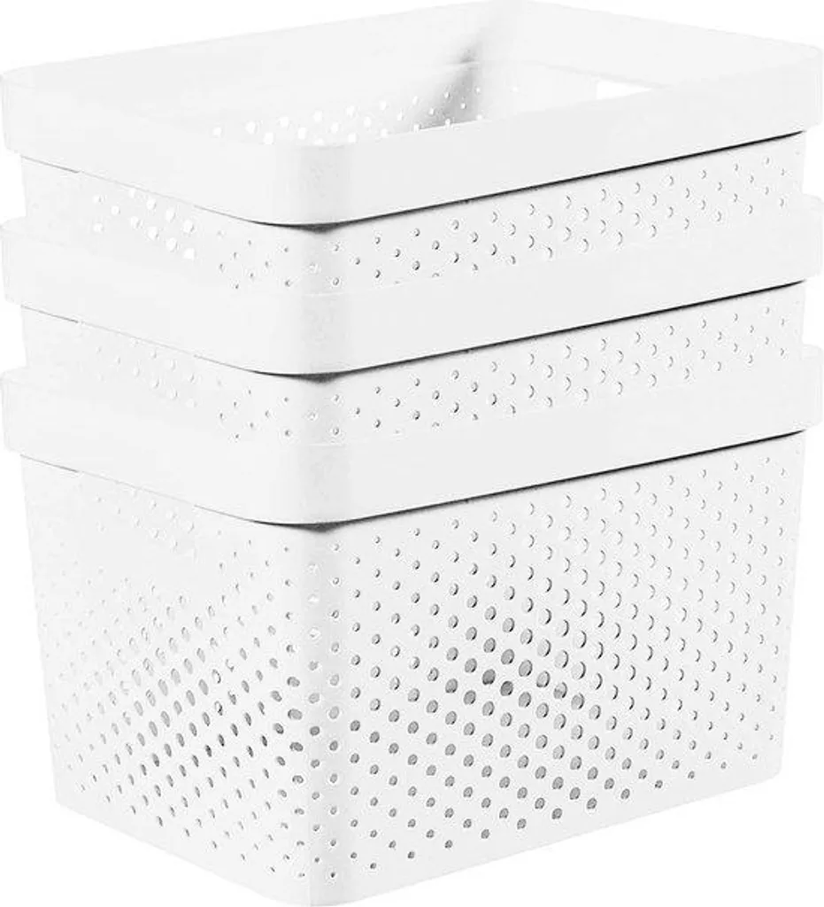 Bac de rangement en plastique recyclé blanc 17 litres - Pack de 3