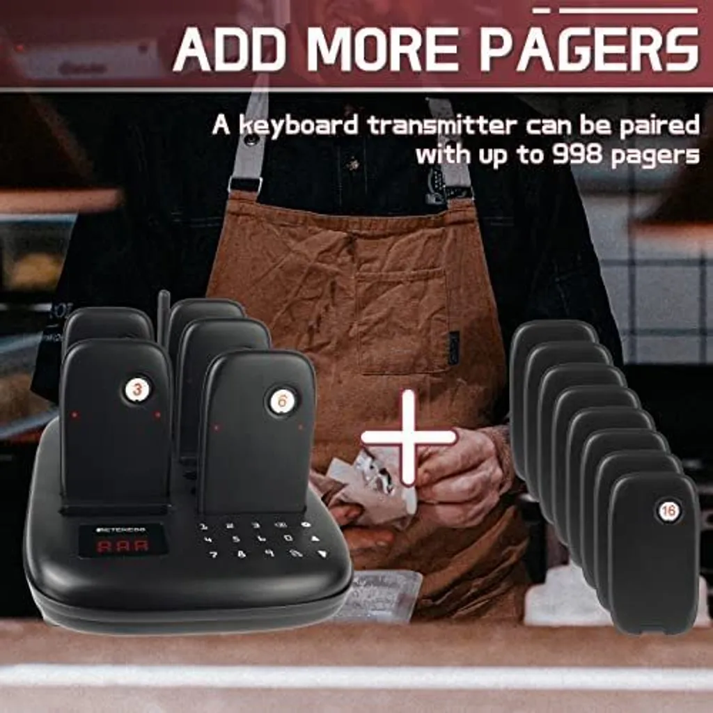 Pager de restaurant sans fil 500m avec 7 modes d'appel vibration - 14