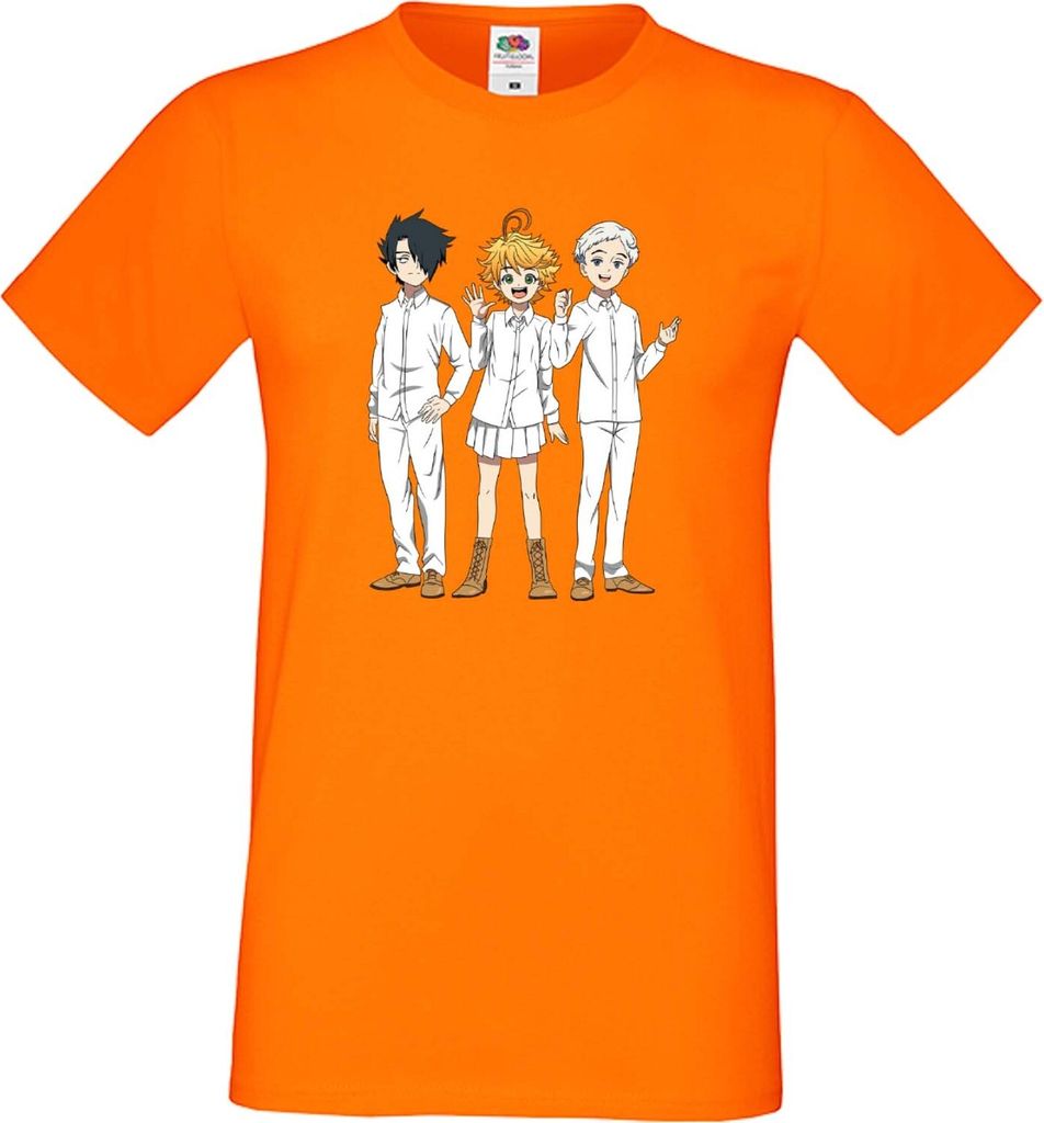 Herren T-Shirt Japan Manga Animation Comics The Promised Neverland Var-009 The Promised Neverland, Man 2XL / Orange