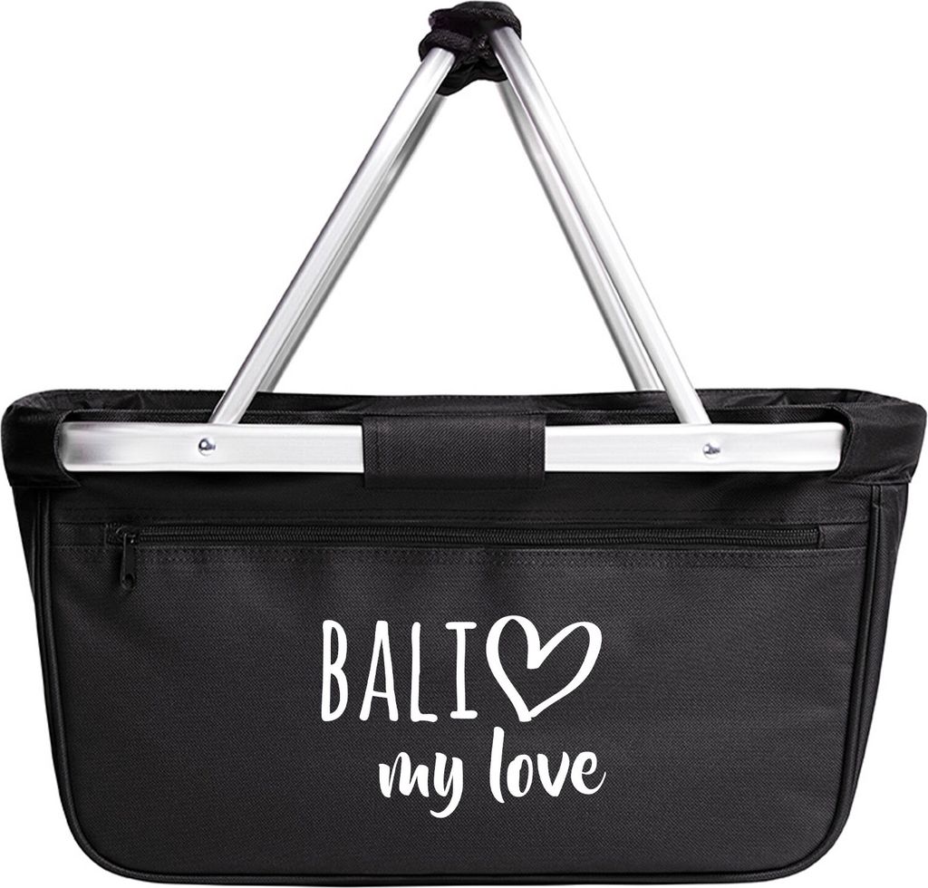 Huuraa Einkaufskorb Bali my love 20 Liter Black faltbarer Tragekorb Geschenkidee