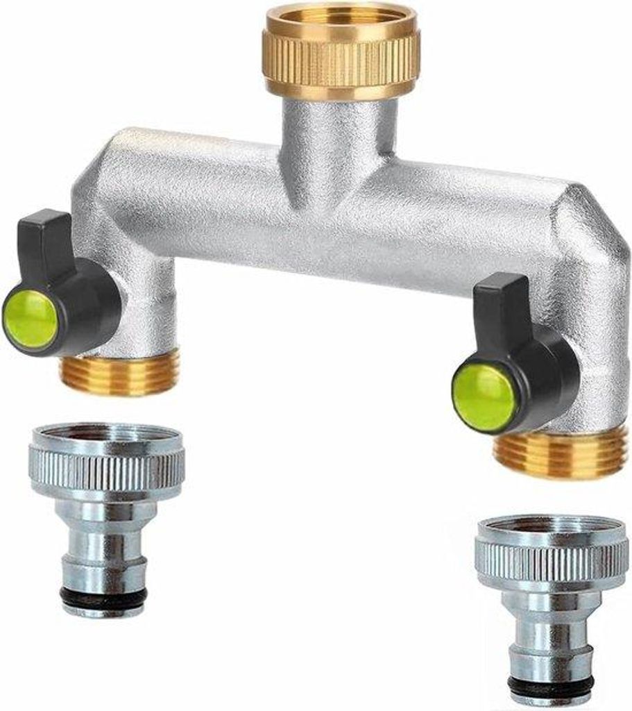 Zweigleis-Wasserdispenser mit doppelter Ausgangsleitung - Wasserzubehör - Zweigleis-Wasserdispenser - Wasserhahnadapter - Gartenschlauch - Zweigle...