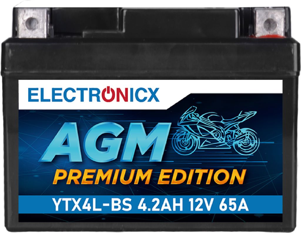 Electronicx YTX4L-BS AGM Motorradbatterie 4Ah 12V ▶ Produktbild 