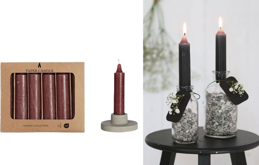 Dinner-Kerzen Rustikal, Set mit 6 Stk, Höhe 11cm, in vielen Farben erhältlich, Brenndauer 4 Std | Spitzkerze | Pencil Candle | Stabkerze | Taper...