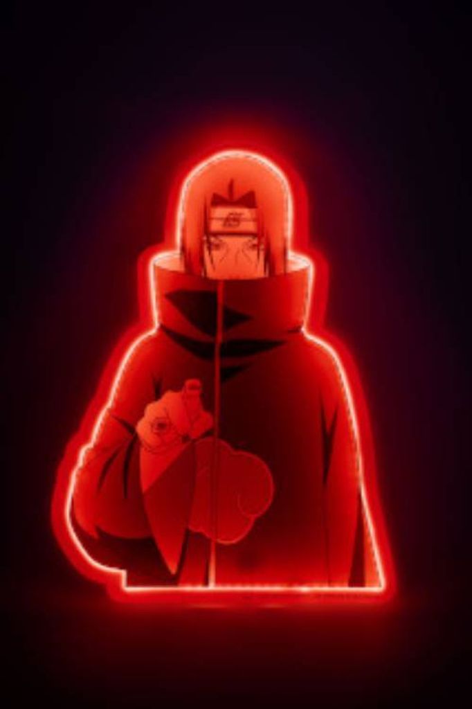 Teknofun, Neon-Wandlampe Itachi Uchiwa 40cm, Schwarz / Rot