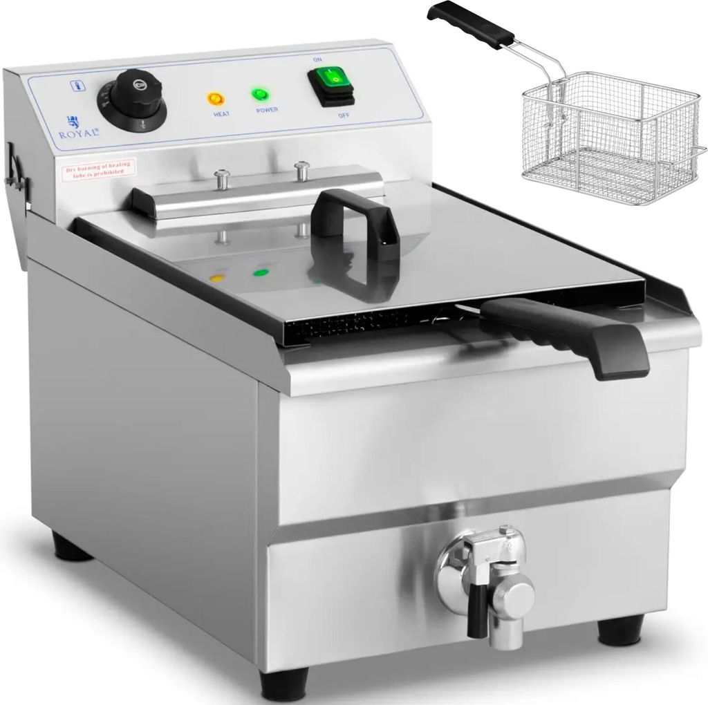 Regelbare Elektrofritteuse mit Ablasshahn 400 V 6000 W 16 l Produktbild 