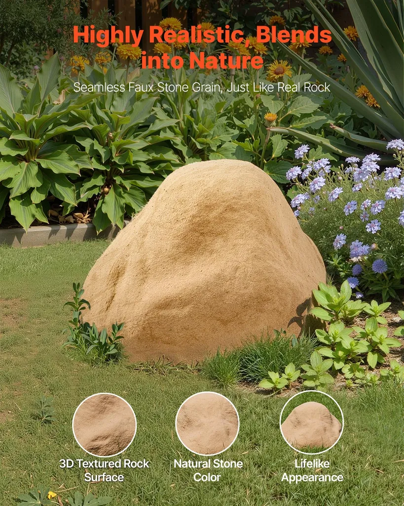 Cache-Puits Artificiel Aspect Pierre Naturelle Sable pour Aménagement - 2