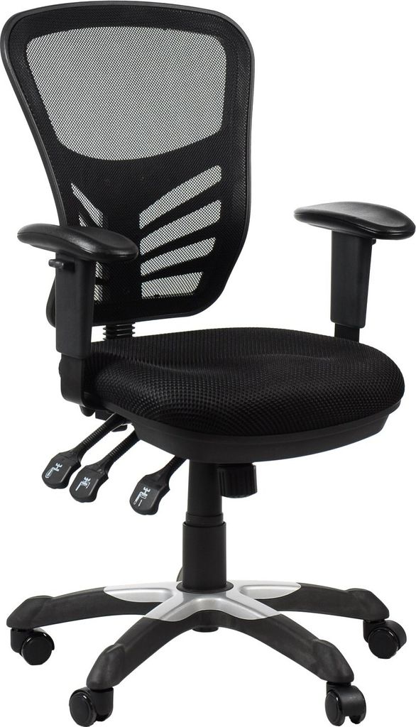 Ergonomischer Bürodrehstuhl HG-0001, Nylonbasis, verstellbare Armlehnen, Schwarz