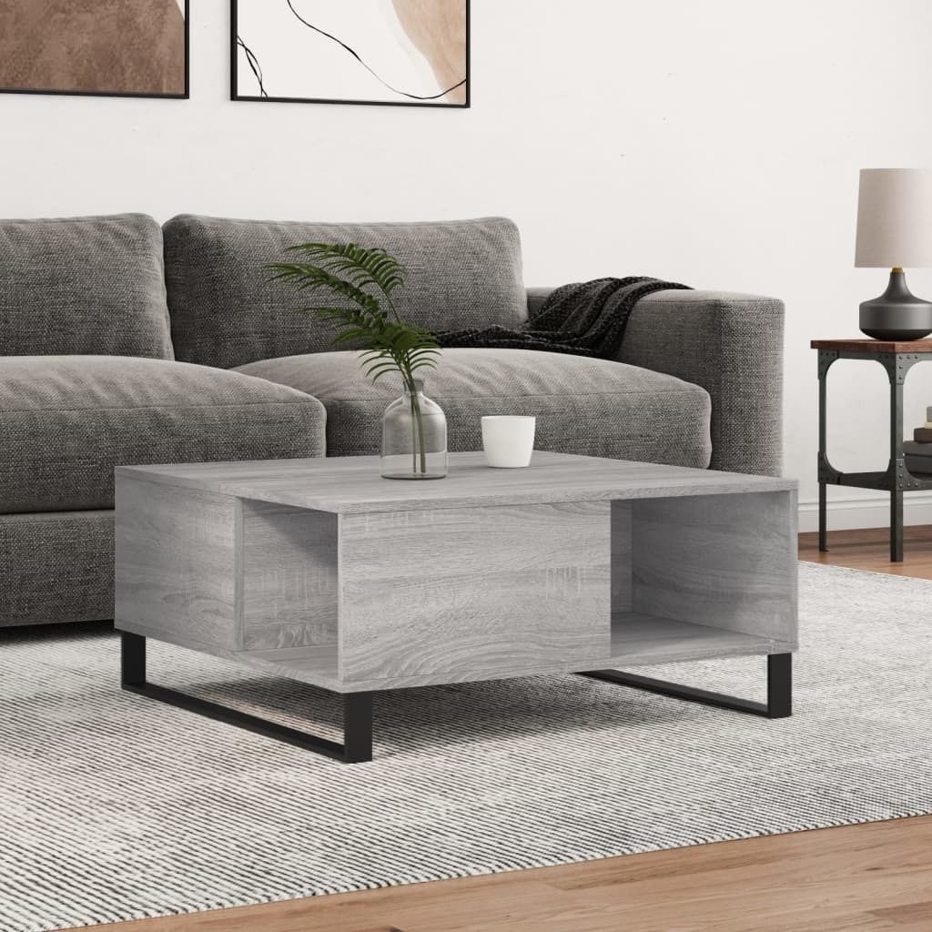 "Rabatt" Couchtisch modern - Wohnzimmertisch - Einfache Montage - Grau Sonoma 80x80x36,5 cm Holzwerkstoff - Kaffeetisch CC22614