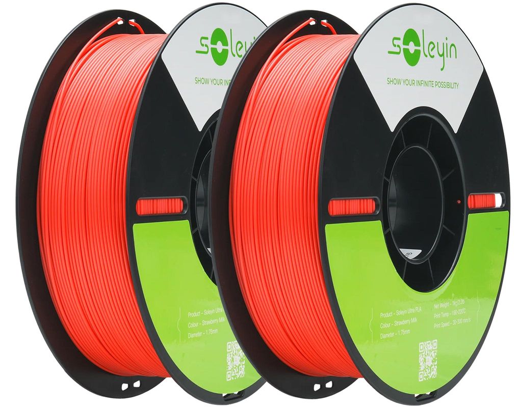 Creality Soleyin Ultra PLA Filament, 1.75mm, 2KG für 3D Drucker, 2 x 1kg- Erdbeer-creme - 3301010510