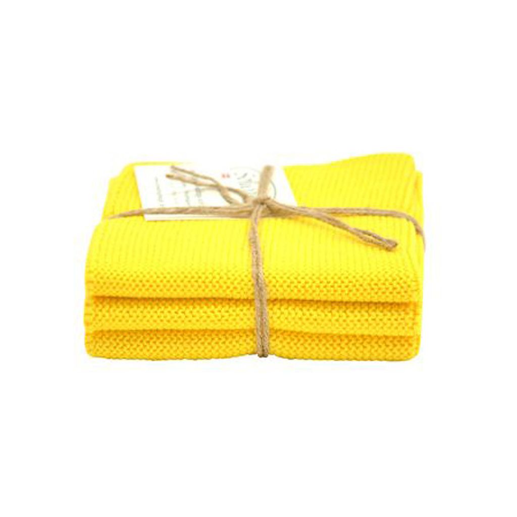 Solwang Wischtuch STARKES GELB gestrickt 3er Set Küchentuch Spültuch Putztuch