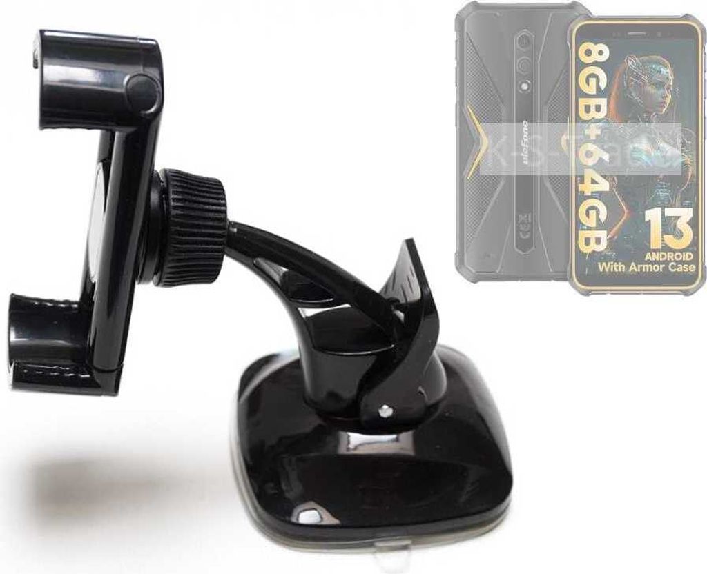 K-S-Trade kompakte Handy-Halterung Windschutzscheibe kompatibel mit Ulefone Armor X12 Pro Armaturenbrett schwarz Autohalterung KFZ Halter