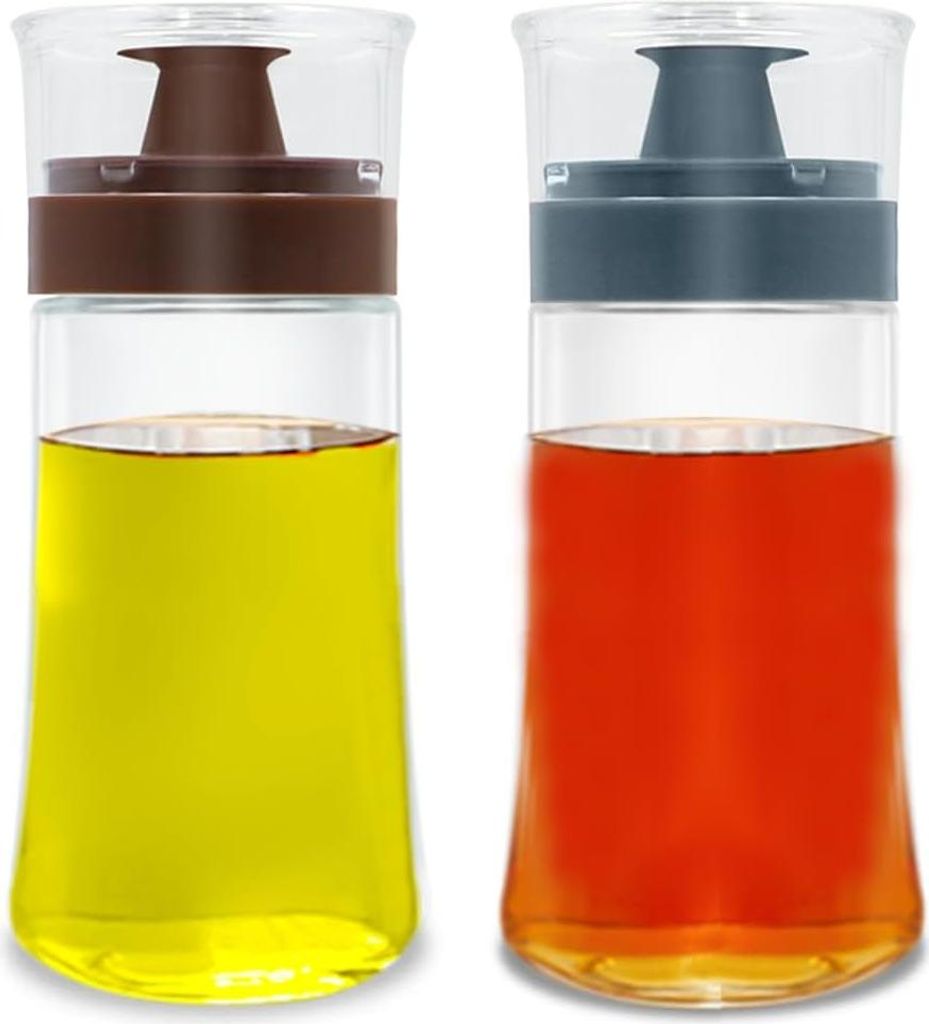 Glasölfüllflasche - 2 Stück - blau + braun - Glas