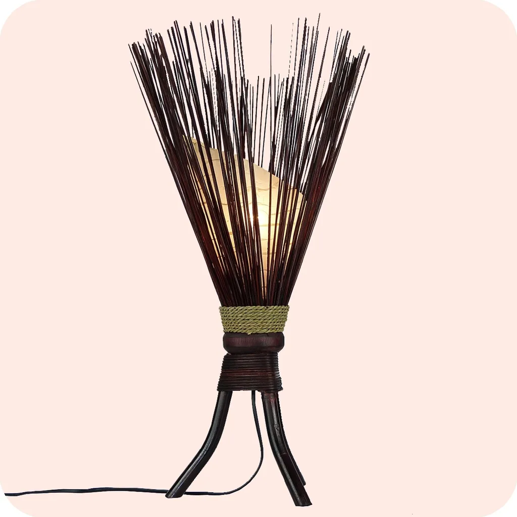 Lampada Asiatica Bali Jungle Bianca | Luce Relax Zen 60x35cm Naturale