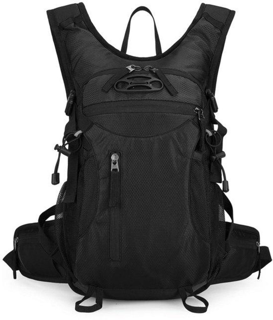 Unisex Fahrradtasche - Mit Helmhalter und Brustgurt - 24×13×41 cm - Lichtgewicht - 15 L - für Mountainbike, Ski und Snowboard - Schwarz