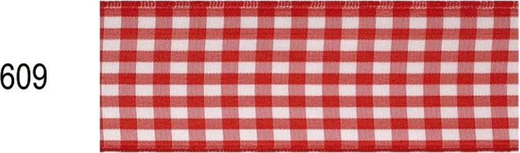 Ruban à Carreaux Rouge et Blanc avec Fil de Fer Malléable 40mm x 20m