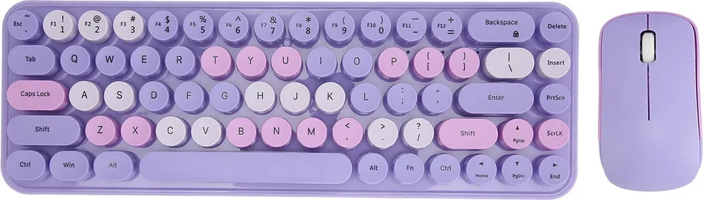 Clavier sans fil 68 touches pour Gaming et Bureau Retro Purple ABS