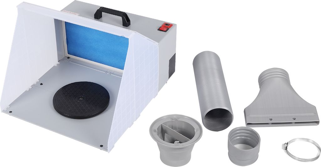 Airbrush-Spritzkabine mit Drehtisch klappbarem Abluftfilter-Absauger-Set für Modellbau Malerei 100?240V EU-Stecker 50HZ