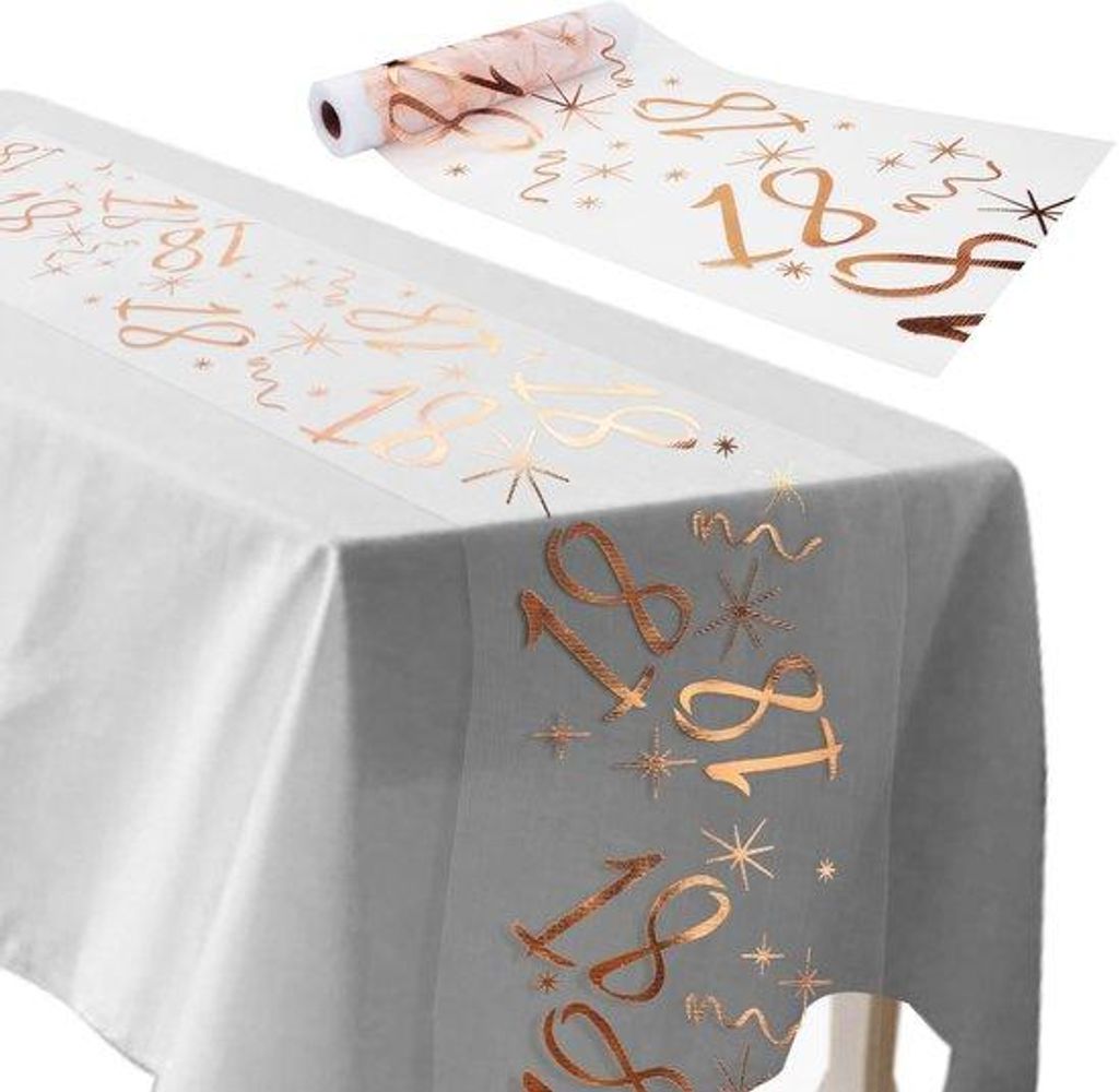 Tafelloper 18 cm roségolden 28 cm x 10 m snijbare Jubiläumstafeldekoration für Männer und Frauen