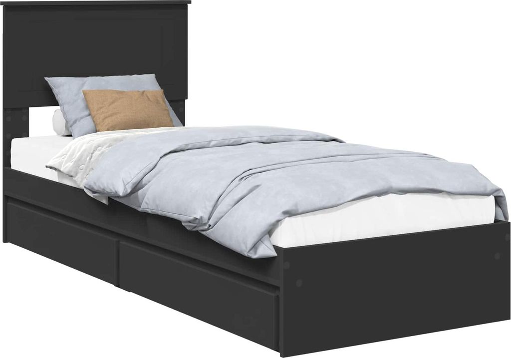 Aufbewahrungsbett Schwarz 75 x 190 cm Holzwerkstoff