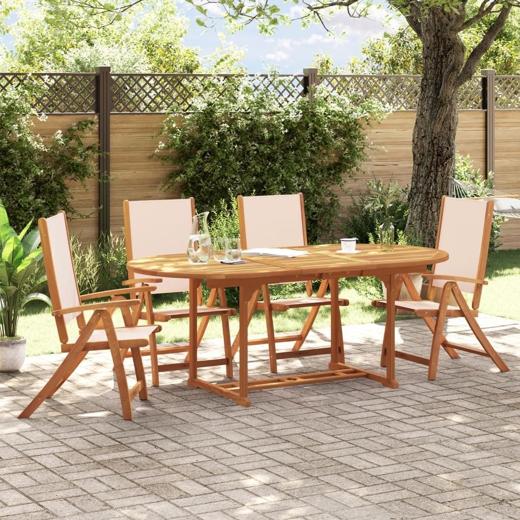 "2026 Promotion" 5-tlg. Garten-Essgruppe - mit Tisch und Stühlen - Massivholz Akazie und Textilene - Gartenmöbelset CC13708