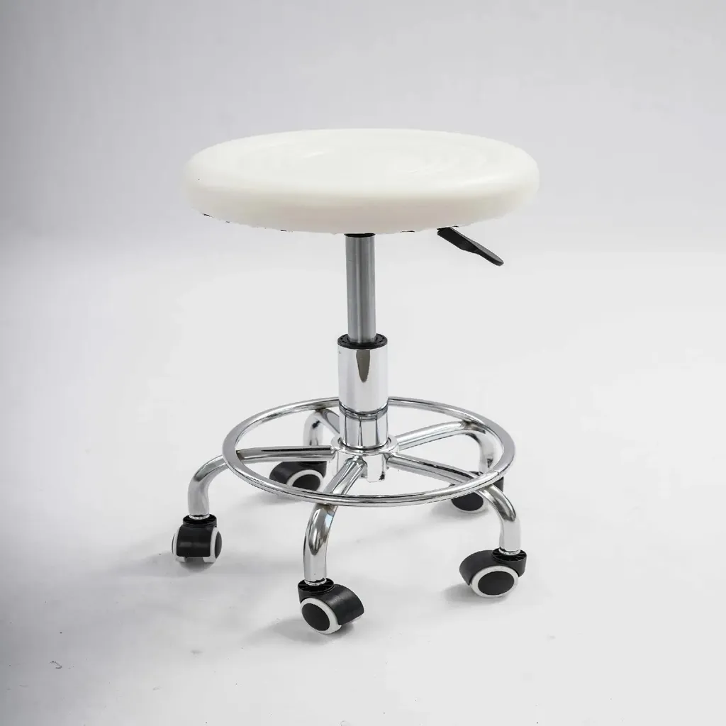Tabouret de bureau blanc à roulettes pour cabinet médical ou salon