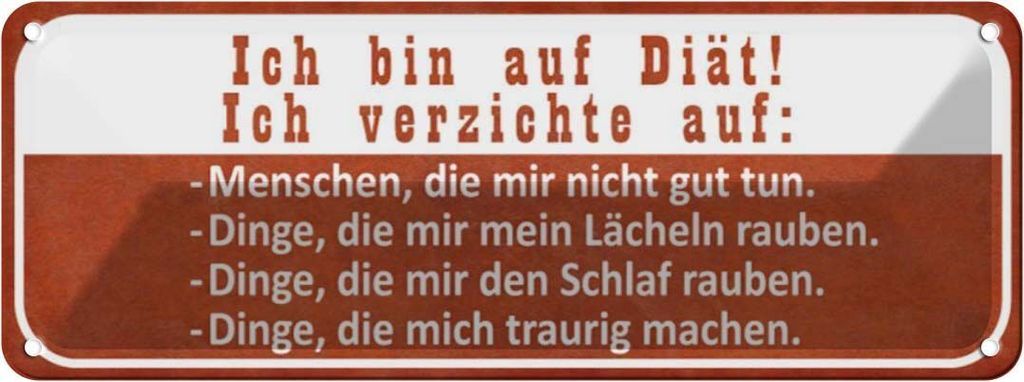 vianmo Blechschild 10x27 cm ich bin auf Diät verzichte Dekoration Spruch Zitat