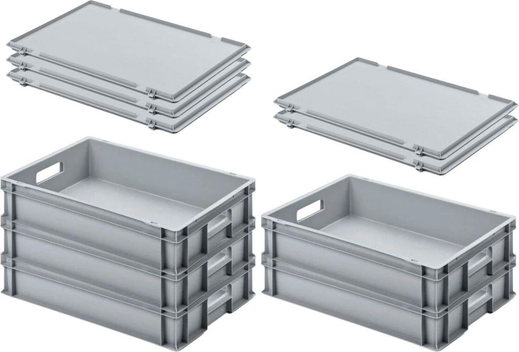 SuperSparSet 5x Eurobehälter mit offenem Griff und Produktbild 