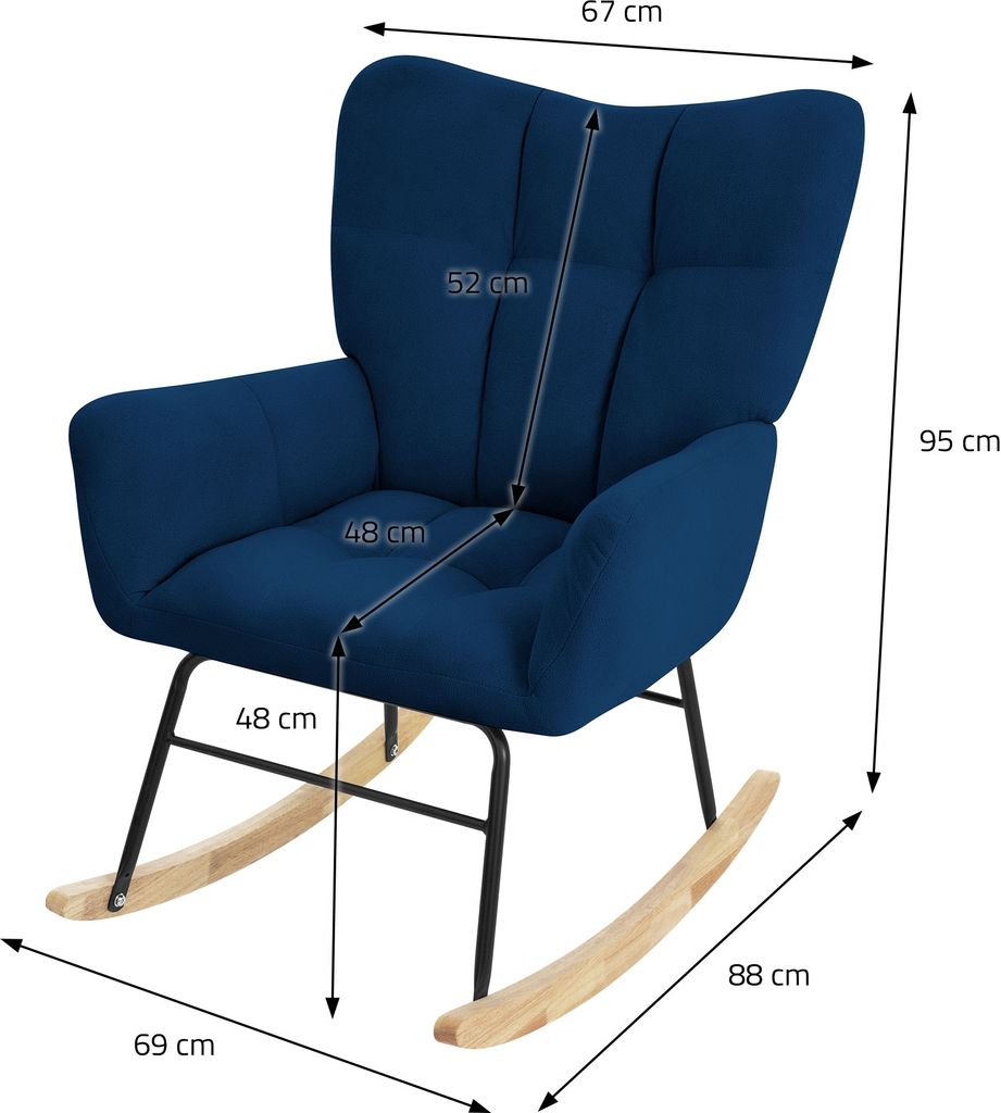 ML-Design houpací křeslo tmavě modré s potahem ručníkového Obrázek produktu 6