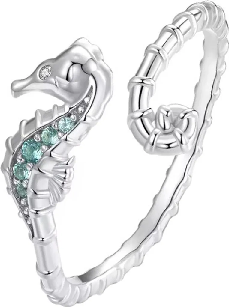 Anello Cavalluccio Marino Argento 925 Regolabile - Gioiello Mare