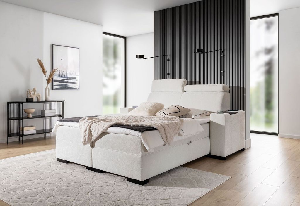Gepolstertes Einzelbett 120x200 VALIKA - weiß + GRATIS Matratzenauflage