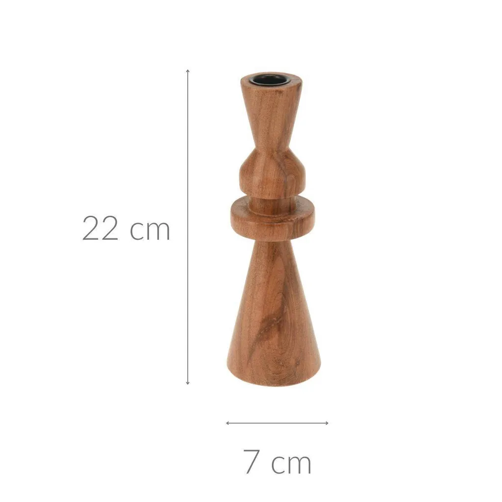 Bougeoir en bois acacia 22 cm pour ambiance zen et table de réception - 5
