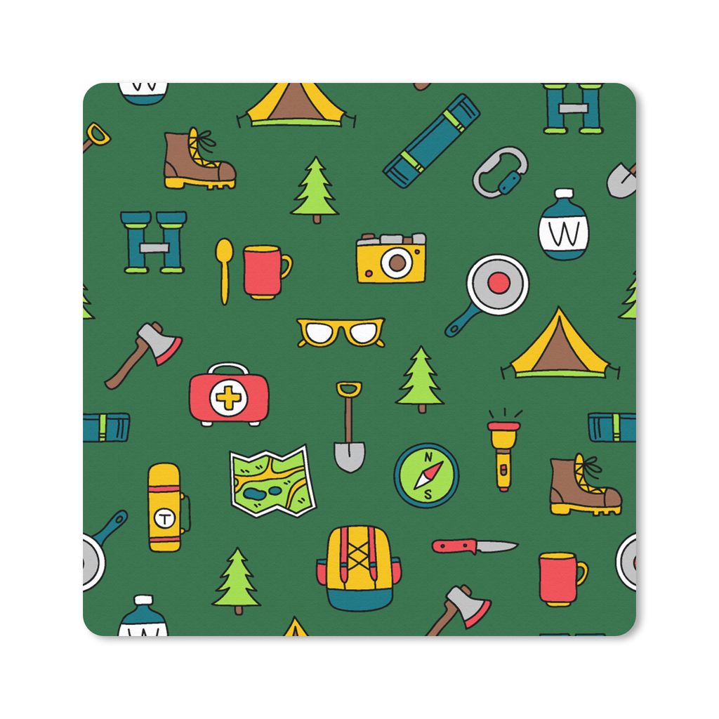MuchoWow Mauspad Mousepad Camping - Zelt - Axt - Rucksack 30x30 cm - Mousepads - Maus Mat - Pad - Mausunterlage - Gaming