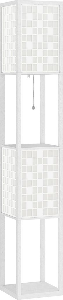 Stehlampe, Gittermuster, 2-Ebenen-Regale, für verschiedene Glühbirnen, Weiß