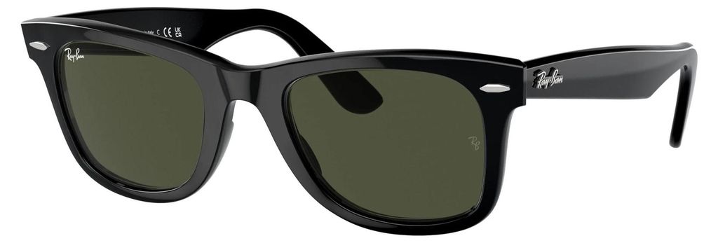Ray-Ban RB2140 Wayfarer 901 Sonnenbrille Schwarz G-15 Grün Produktbild 