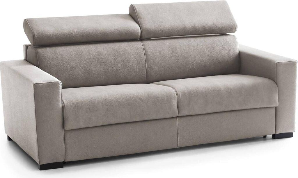 Schlafsofa Agostina, 2-Sitzer-Sofa, 100% Italy, Wohnzimmersofa mit drehbarer–ffnung, mit verstellbaren Kopfstützen und schlanken Armlehnen, Cm ...