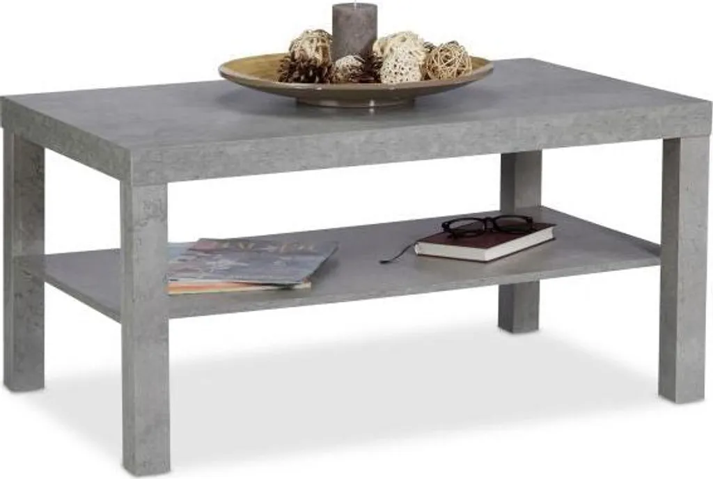 Table basse de salon effet béton ciré rectangulaire modèle Loft