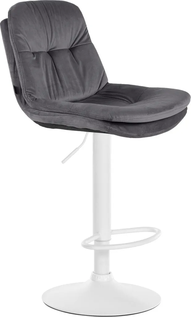 Sgabello Bar Velluto Grigio Scuro: Design Moderno con Base Bianco Opaco
