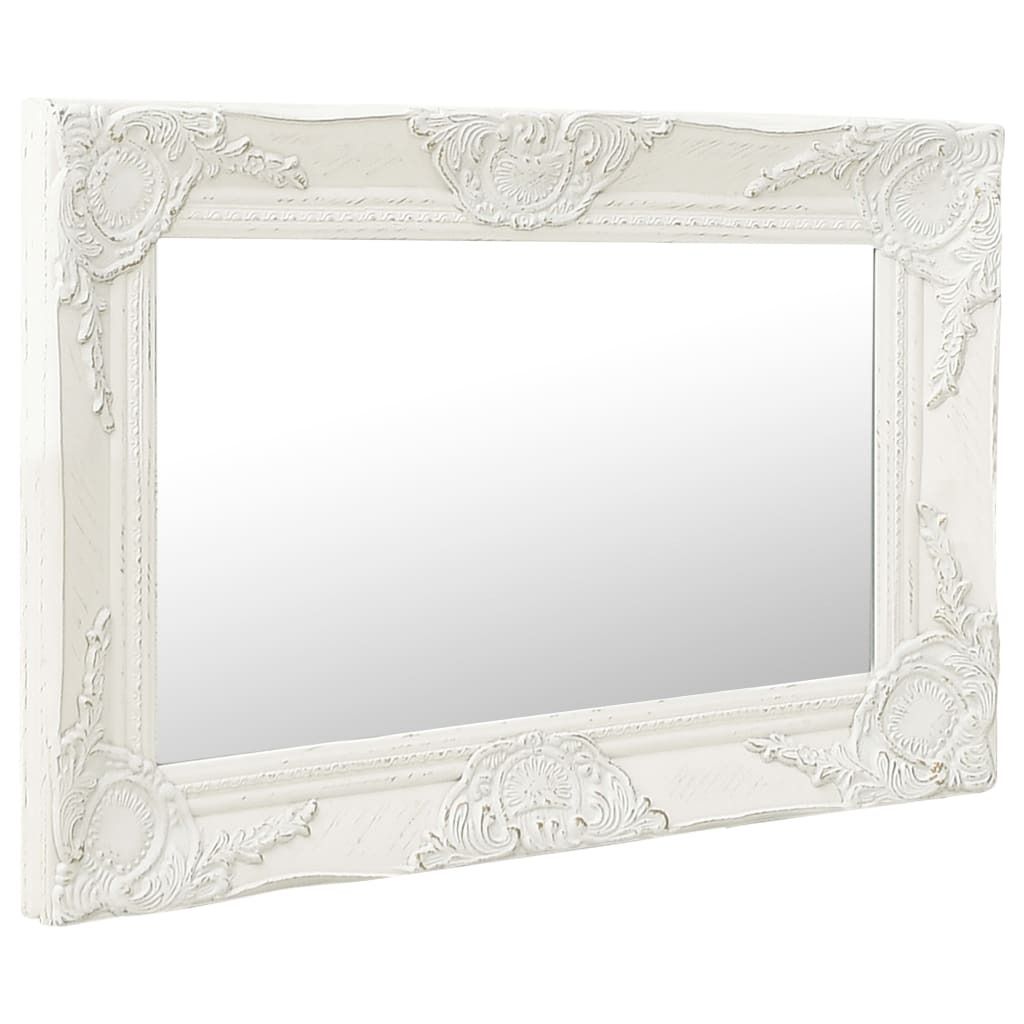 vidaXL Specchio da parete in stile barocco 60x40 cm Bianco Immagine del prodotto 