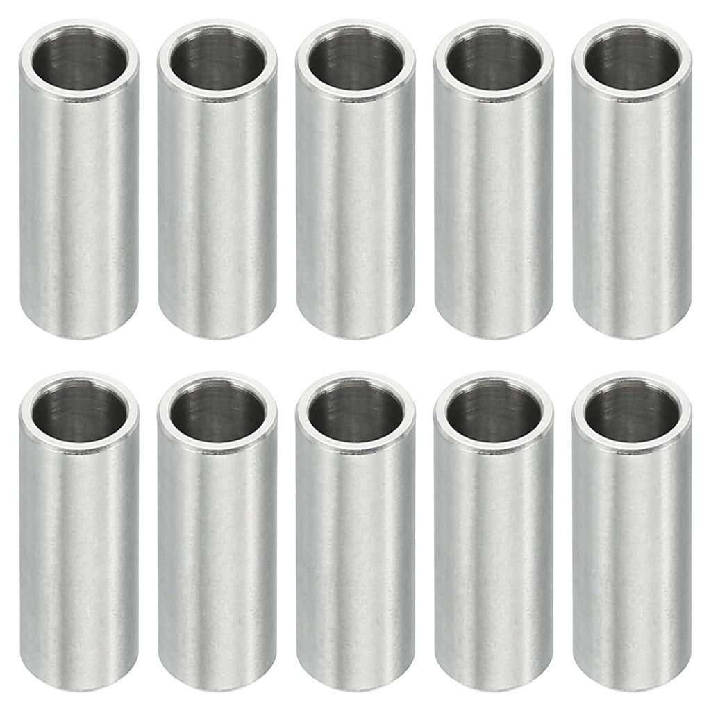 Distanzstücke aus Edelstahl, 10 Stück, 6,1 mm Innendurchmesser x 8 mm Außendurchmesser x 20 mm Länge, für 1/4"- oder M6-Schrauben.