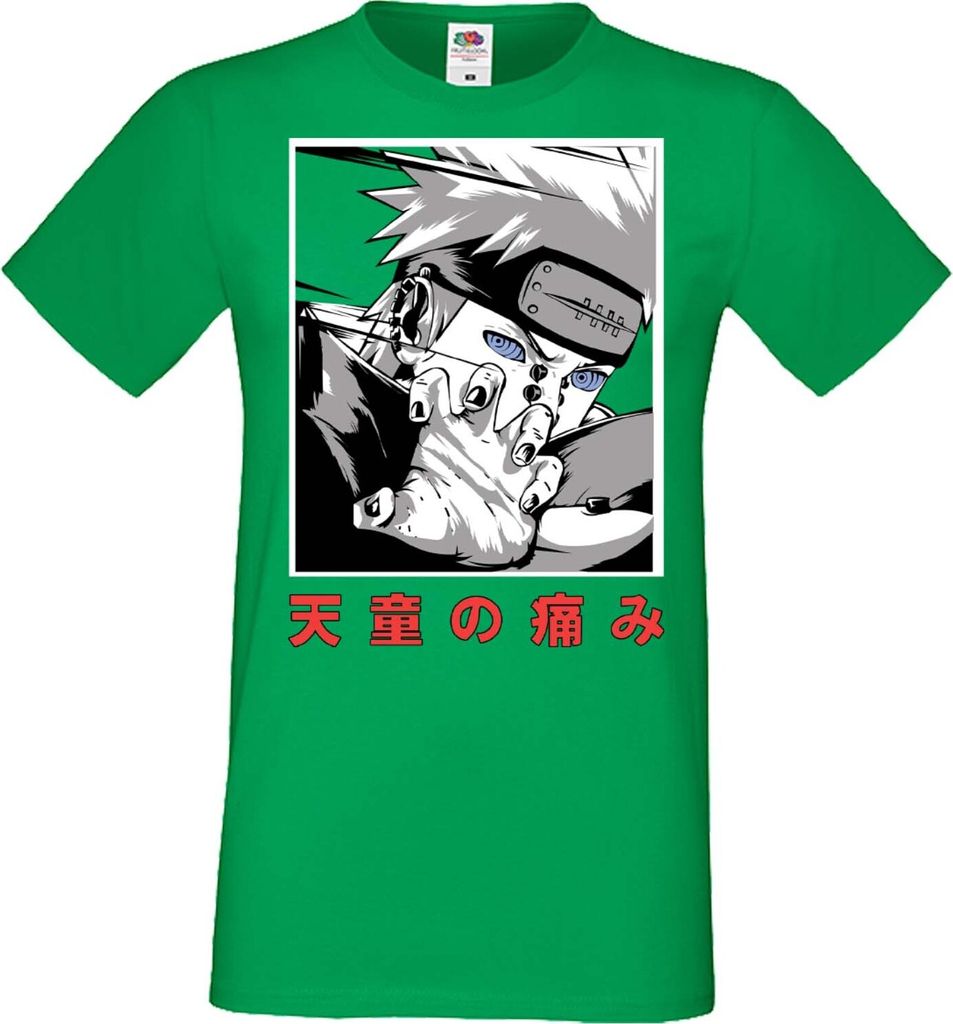 Herren T-Shirt Manga Anime Naruto Nagato Pain, Man 3XL / Grün