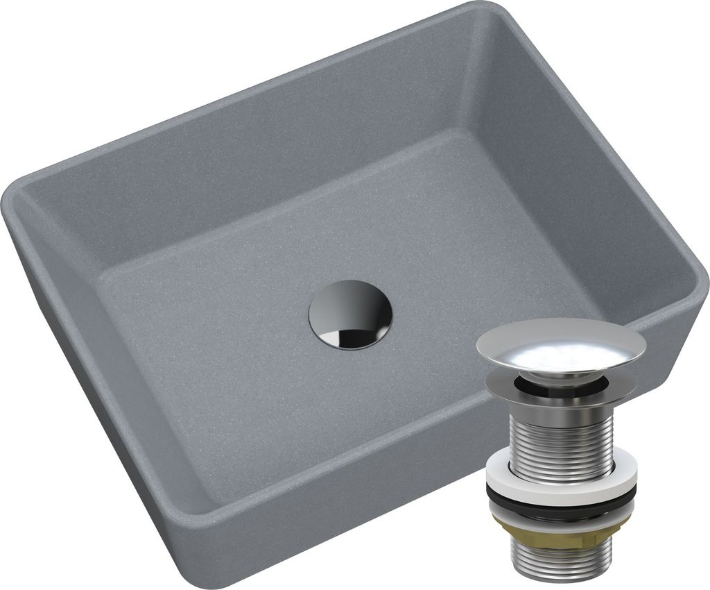 Waschtisch mit Granitplatte Grau Kork Chrome